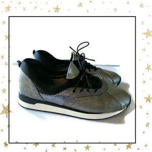 Bellini Bronze Silver Snakeskin Tie Sneakers 7.5